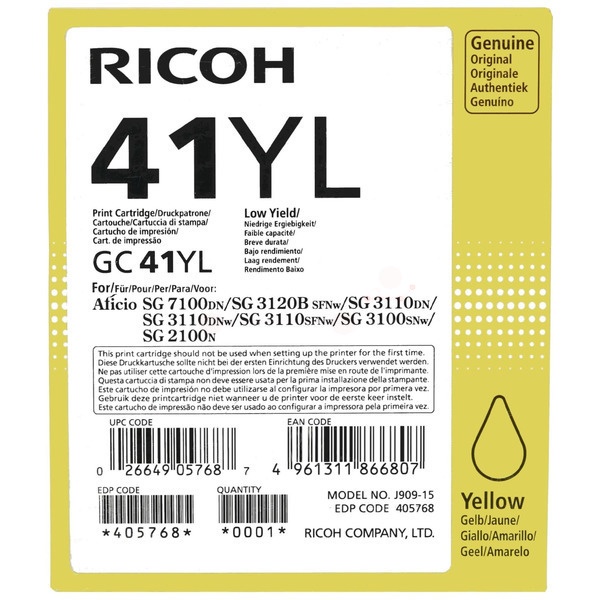Ricoh GC-41 YL yellow 41 ml